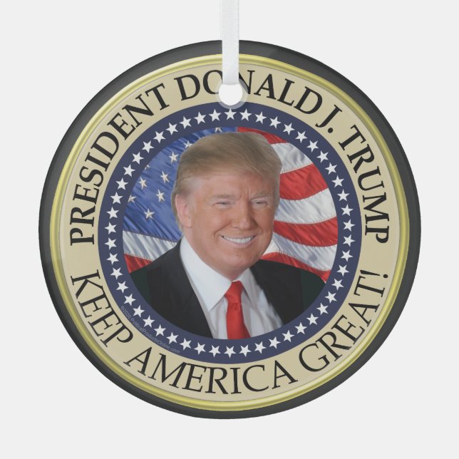 Präsident Trump Foto Präsident Siegel Ornament Aus Glas (Vorderseite)
