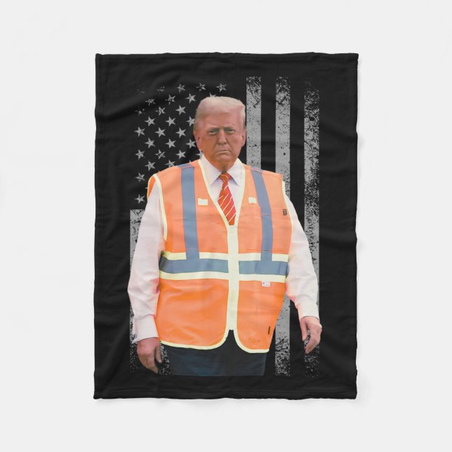 Präsident Trump Garbage Truck Worker Vest USA Flag Fleecedecke (Vorderseite)