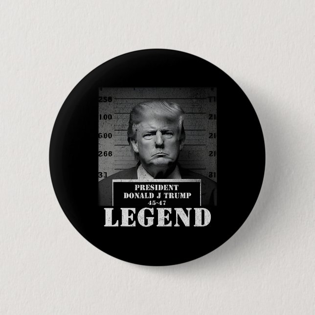 Präsident Trump Legend Mugshot Button (Vorderseite)