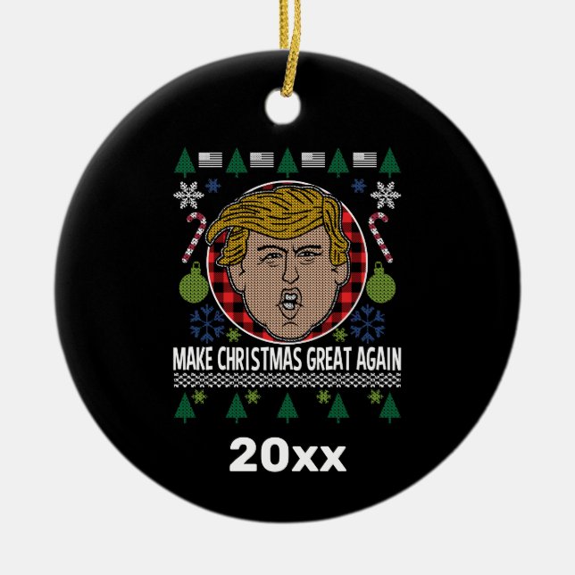 Präsident Trump macht Weihnachten wieder zum Feier Keramik Ornament (Vorne)