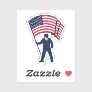Präsident Trump mit der Flagge der USA Aufkleber
