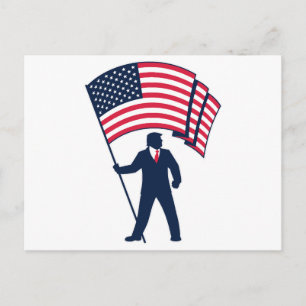 Präsident Trump mit der Flagge der USA Feiertagspostkarte