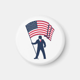 Präsident Trump mit der Flagge der USA  Magnet