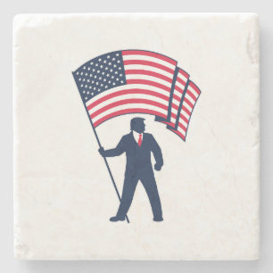 Präsident Trump mit der Flagge der USA  Steinuntersetzer