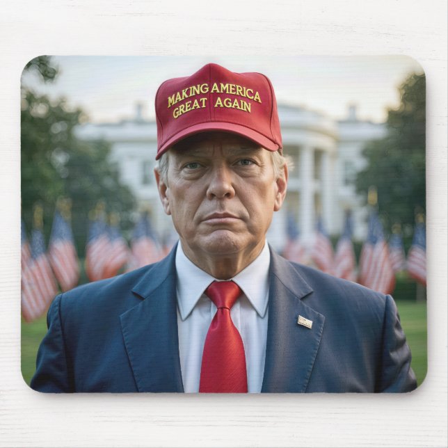 Präsident Trump mit einem Red MAGA Hat Mousepad (Vorne)