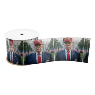 Präsident Trump mit einem Red MAGA Hat Satinband