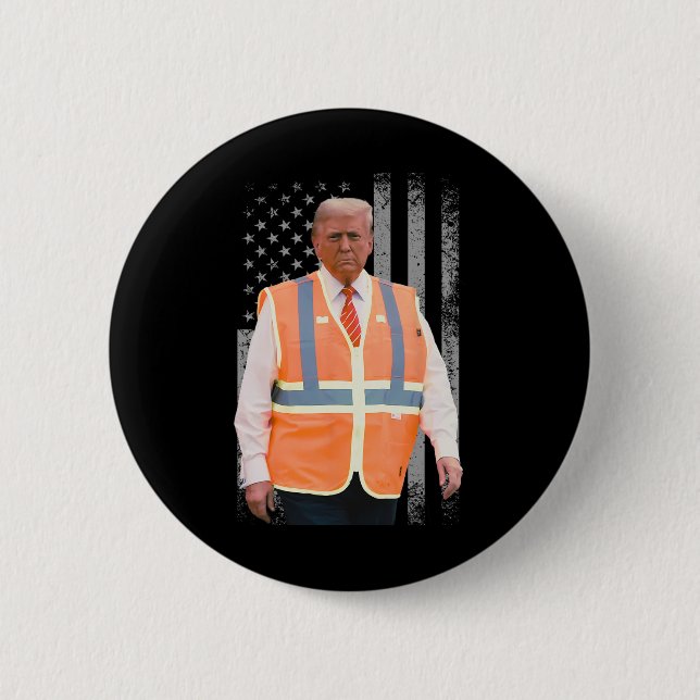 Präsident Trump Müllwagen Arbeiter Weste USA Flagg Button (Vorderseite)