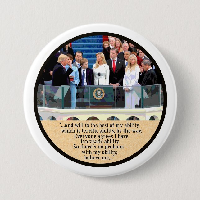 Präsident Trump schwört den Eid Button (Vorderseite)