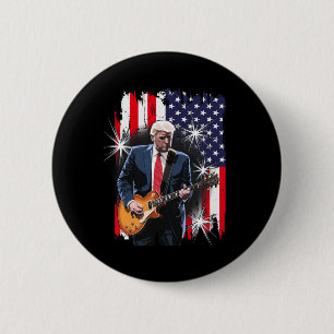 Präsident Trump spielt Gitarre mit der US-Flagge C Button