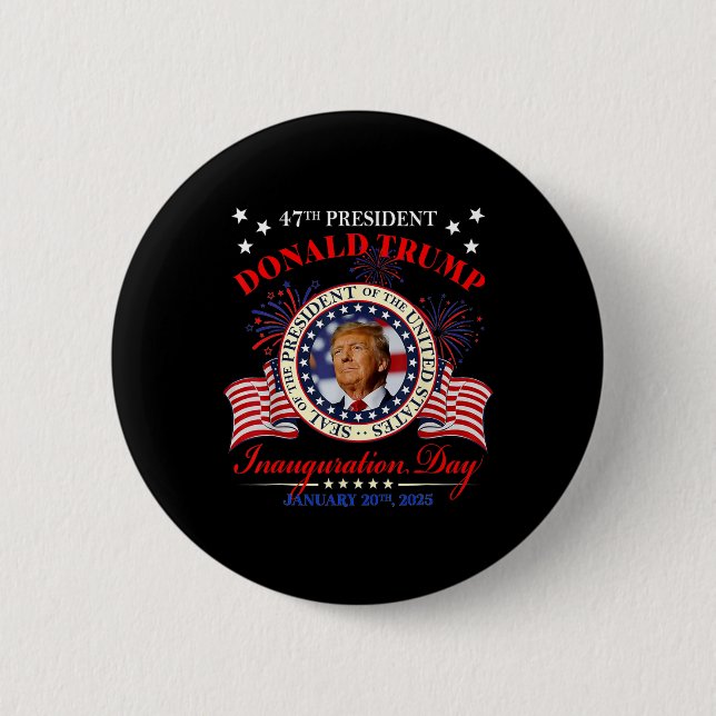Präsident Trump Tag der Amtseinführung 2025 Button (Vorderseite)