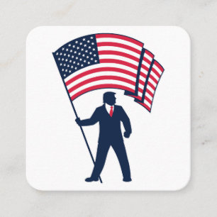 Präsident Trump trägt die Flagge der USA Quadratische Visitenkarte
