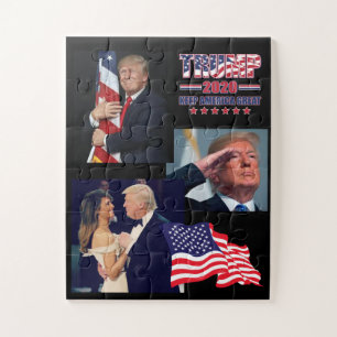 Präsident Trump umarmt die amerikanische Flagge Puzzle