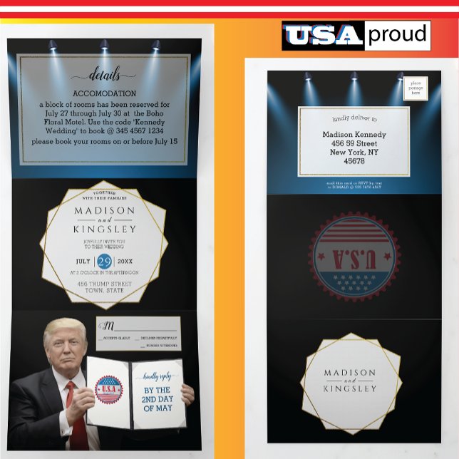 Präsident Trump Wedding Tri-Fold-Einladung Dreifach Gefaltete Einladung (President Trump Wedding Collection)