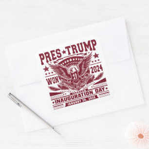 Präsident Trump Won 2024 Quadratischer Aufkleber
