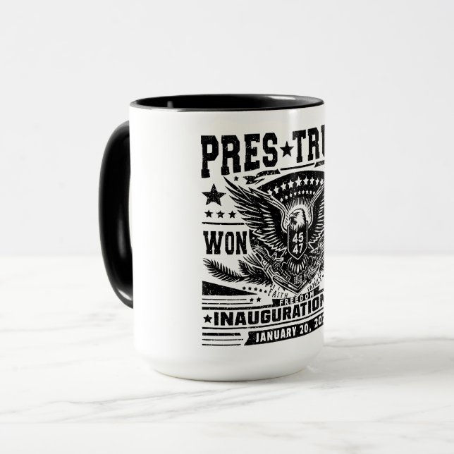 Präsident Trump Won 2024 Tasse (Vorderseite Links)