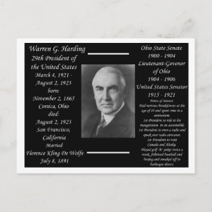 Präsident Warren G Harding Postkarte