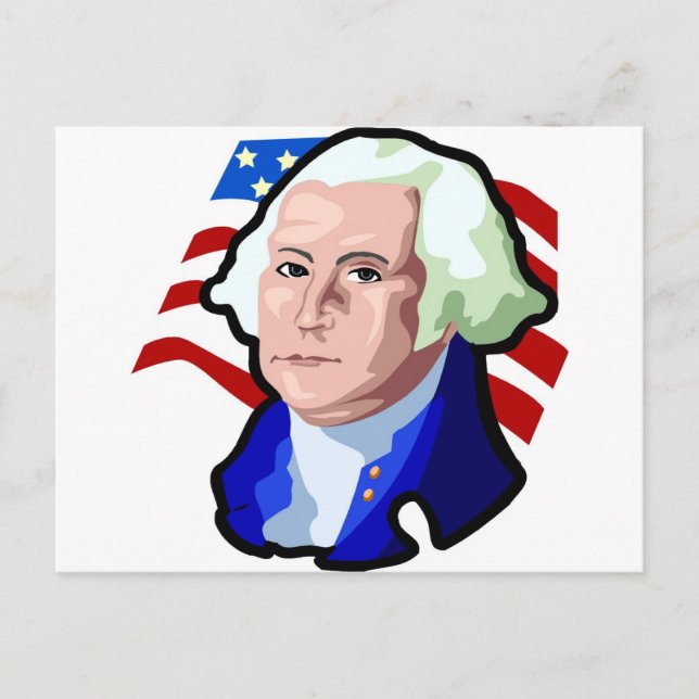 Präsidenten Day, George Washington und die Flagge  Postkarte (Vorderseite)