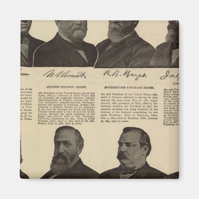 Präsidenten USA, Autogramme, Biografien Magnet (Vorne)