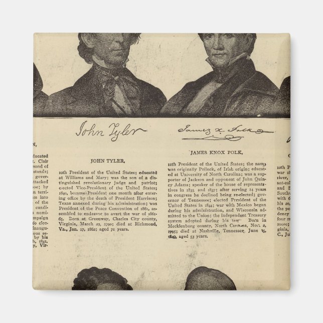 Präsidenten USA, Autogramme, Biografien Magnet (Vorne)
