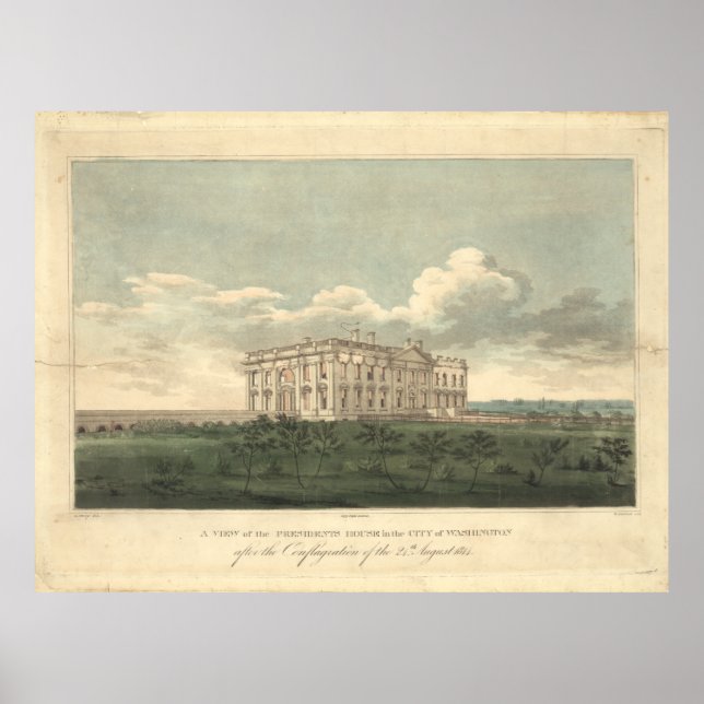 Präsidenten Zuhause in Washington nach 1814 Feuer Poster (Vorne)