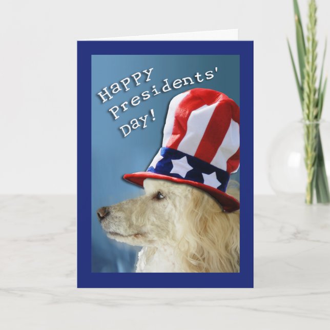 Präsidenten'Day Patriotic Poodle Uncle Sam Hat Karte (Vorderseite)