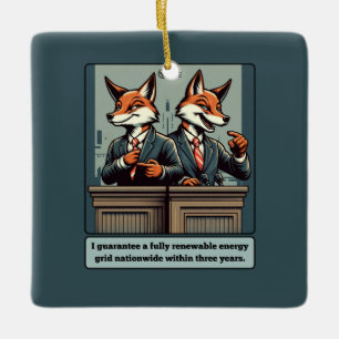 Präsidentenfox - Funny Political Satire Animal Keramikornament