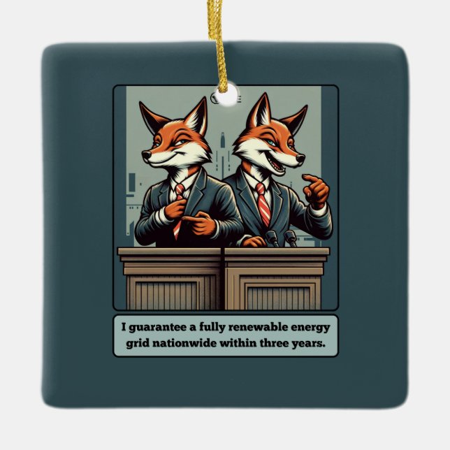 Präsidentenfox - Funny Political Satire Animal Keramikornament (Vorderseite)