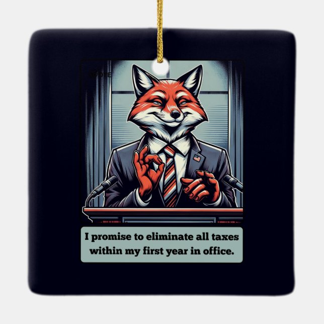 Präsidentenfox - Funny Political Satire Animal Keramikornament (Rückseite)