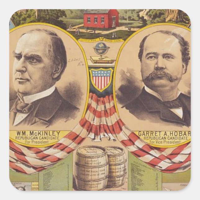 Präsidentschaftskampagne für das Vintage republika Quadratischer Aufkleber (Vorderseite)