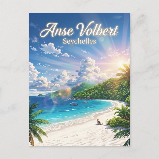 Praslin-Insel, Anse Volbert, Praslin Seychellen Postkarte (Vorderseite)