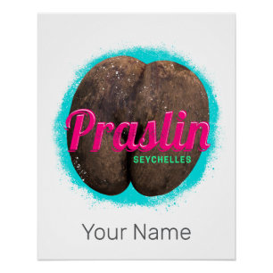 Praslin Seychellen Indischer Ozean Vintage-Souveni Poster
