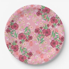 Prato de Papel Flores e joaninhas Pappteller