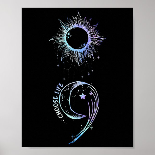 Prävention Bewusstsein wählen Leben Semicolon Goth Poster (Vorne)