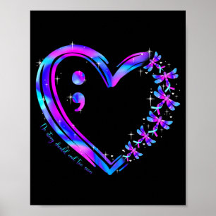 Präventionsbewusstsein Türkis Lila Herz Libelle Poster