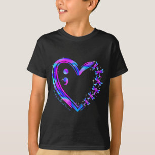 Präventionsbewusstsein Türkis Lila Herz Libelle T-Shirt