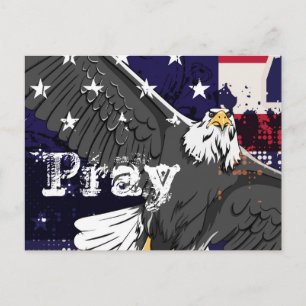 Pray - American Flag and Eagle Postcard Postkarte