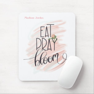 Pray Bloom Pink Rose Monogram Name essen Mousepad