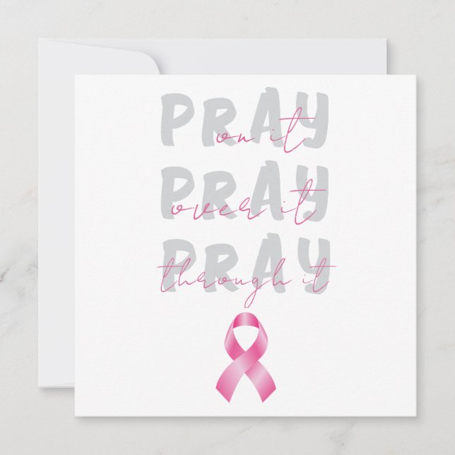 Pray Pink Ribbon Beat Breast Cancer Card Karte (Vorderseite)