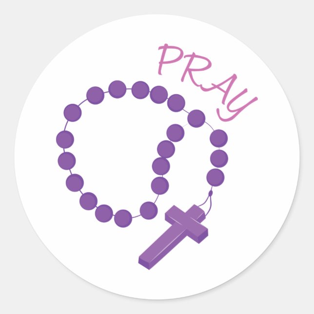 Pray Rosary Runder Aufkleber (Vorderseite)