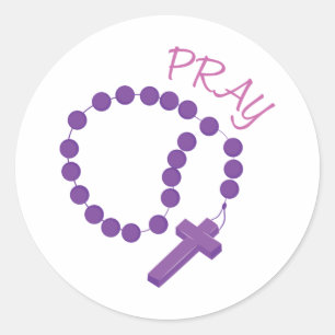 Pray Rosary Runder Aufkleber