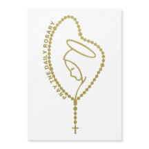 PRAY THE DAILY ROSARY JUNGFRAU MARY GOLD MAGNET