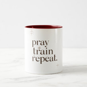 Pray Train Repeat Becher – Christliche Fitness-Mot Zweifarbige Tasse