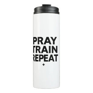 Pray Train Repeat Tasse – Christliche Fitness-Moti