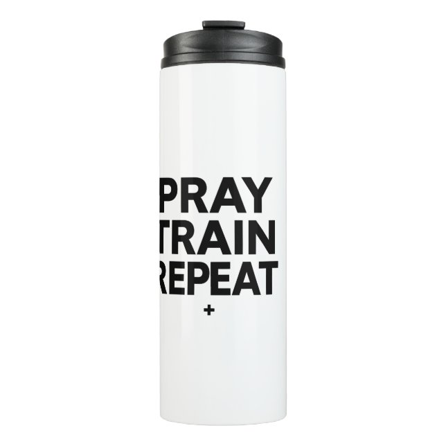 Pray Train Repeat Tasse – Christliche Fitness-Moti (Vorderseite)