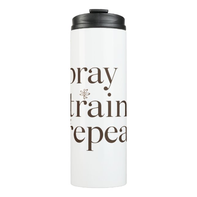 Pray Train Repeat Tasse – Christliche Fitness-Moti (Vorderseite)