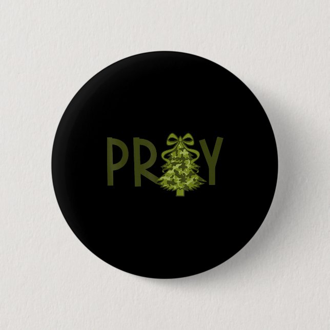 Pray Tree Weihnachten Camo Christlich Weihnachten  Button (Vorderseite)