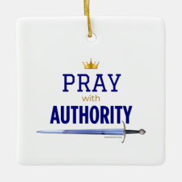 Pray with Authority - Blue Square, Keramikornament