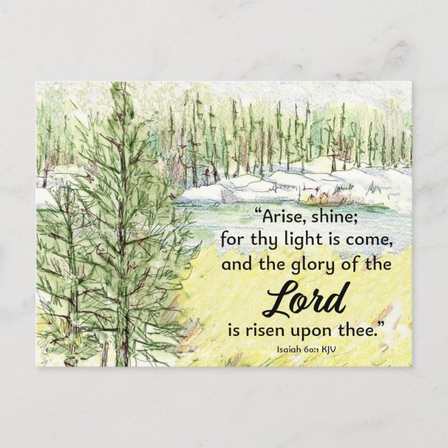 Prayer Card Isaiah Scripture Mountain Lake Postkarte (Vorderseite)