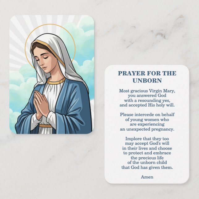 Prayer for the Unborn – Catholic Prayer Card Platzkarte (Vorne/Hinten)