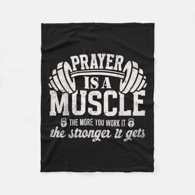 Prayer Is A Muscle Christian Fitness Gym Quote  Fleecedecke (Vorderseite)